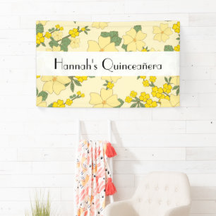 Gelbe Blumen, Blumenmuster, Quinceanera Banner