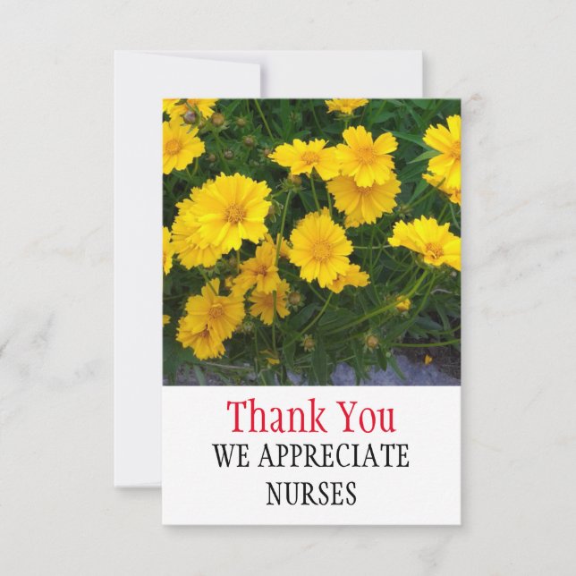 Gelbe Blumen Danke, Krankenschwester-Karte Dankeskarte (Vorderseite)