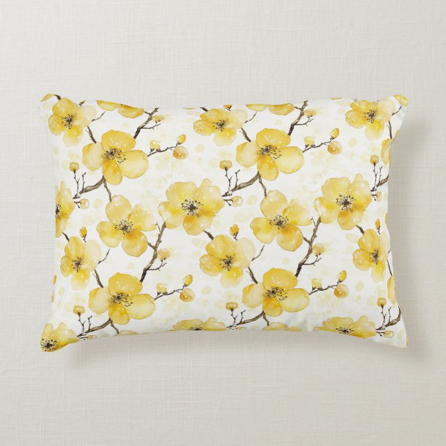 Gelbe Blumen Dekokissen (Vorderseite)
