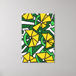 Gelbe Blumen Doodle Art Leinwanddruck