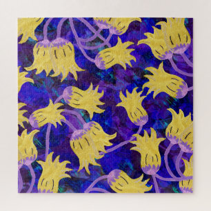 Gelbe Blumen: dunkle Hintergrund-Wasserfarbenkunst