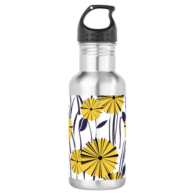 Gelbe Blumen Edelstahlflasche (Vorderseite)