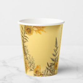 Gelbe Blumen Ferns Greenery Elegant Pappbecher