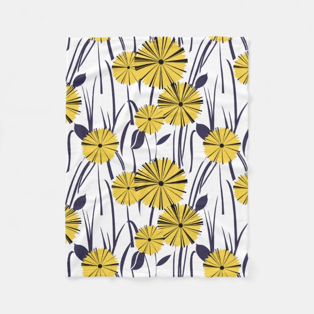 Gelbe Blumen Fleecedecke (Vorderseite)