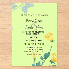 Gelbe Blumen Florales Design Acryleinladungen