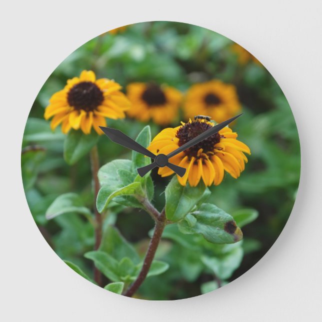Gelbe Blumen Foto rund (große Wandhalle) Große Wanduhr (Vorderseite)