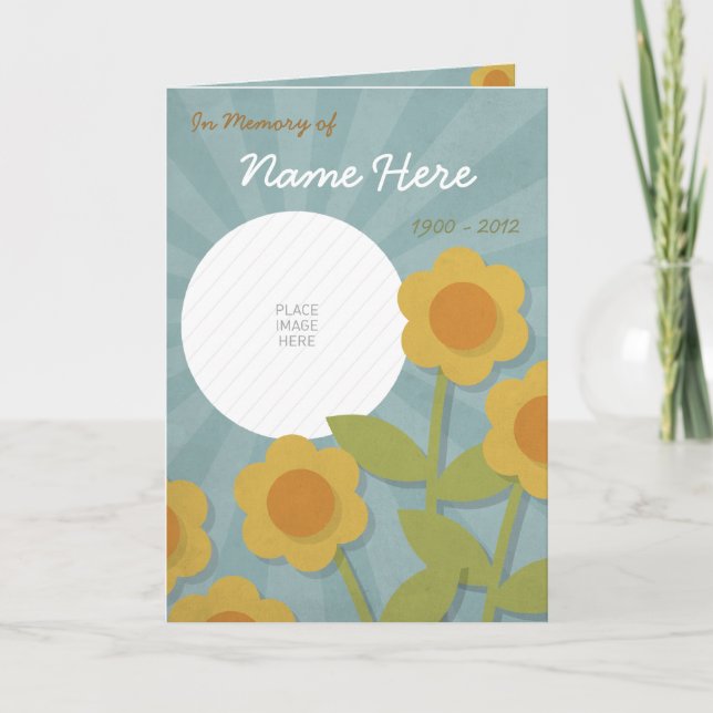 Gelbe Blumen Gedenkkarte / Beerdigung Karte (Vorderseite)
