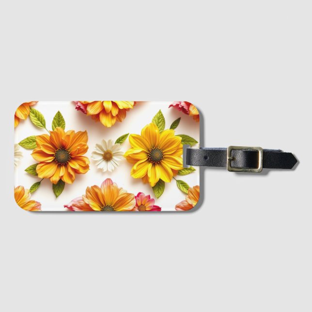 gelbe Blumen Gepäckanhänger (Vorderseite (Horizontal))