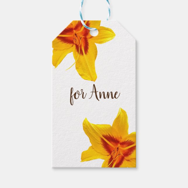 Gelbe Blumen Geschenkanhänger (Vorderseite)