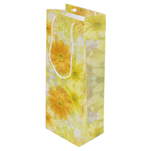 Gelbe Blumen Geschenktasche Geschenktüte Für Weinflaschen