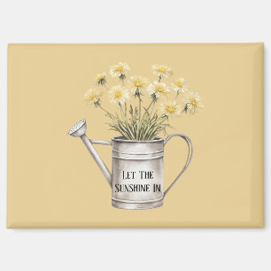 Gelbe Blumen Gießkanne Lässt Den Sonnenschein Ein Magnet