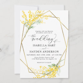 Gelbe Blumen Golden Floral Gold Rahmen Hochzeit Einladung