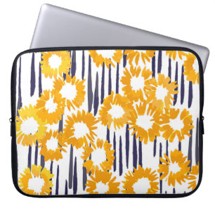 Gelbe Blumen: handbemalt Vintag Laptopschutzhülle