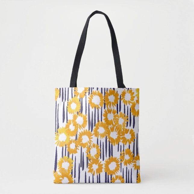 Gelbe Blumen: handbemalt Vintag Tasche (Vorderseite)