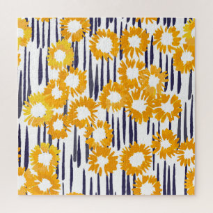 Gelbe Blumen: Handbemalte Vintage