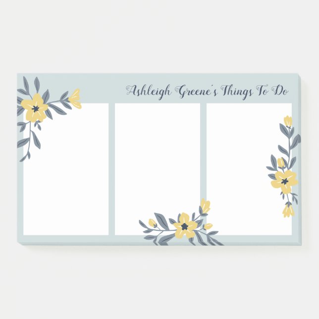 Gelbe Blumen Hübsche Dinge zu tun Post-it Klebezettel (Vorderseite)