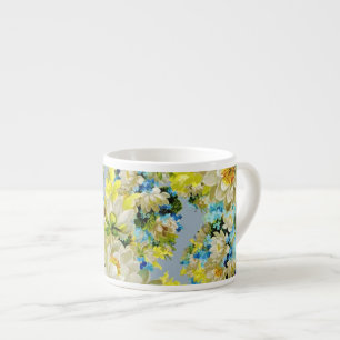 Gelbe Blumen im Vintage-Blumenmuster Espressotasse