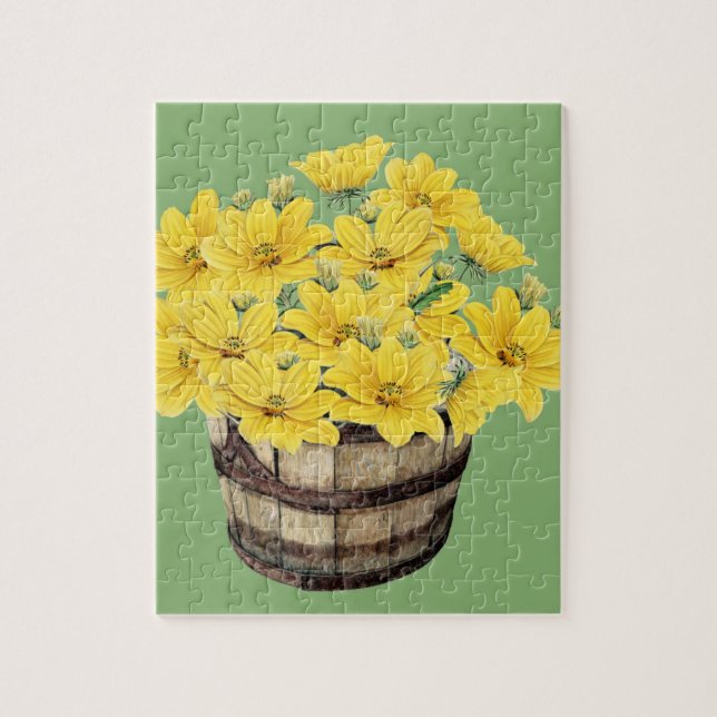 gelbe Blumen in einem Korb (Vertikal)