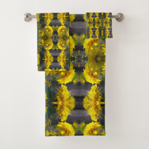 Gelbe Blumen in Sonnenschein Abstrakt Badhandtuch Set