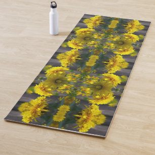 Gelbe Blumen in Sonnenschein Abstrakt Yogamatte