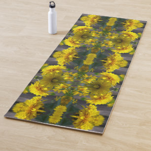 Gelbe Blumen in Sonnenschein Abstrakt Yogamatte
