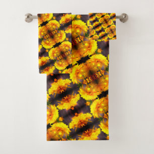 Gelbe Blumen in sonniger Abstrakter Form Badhandtuch Set