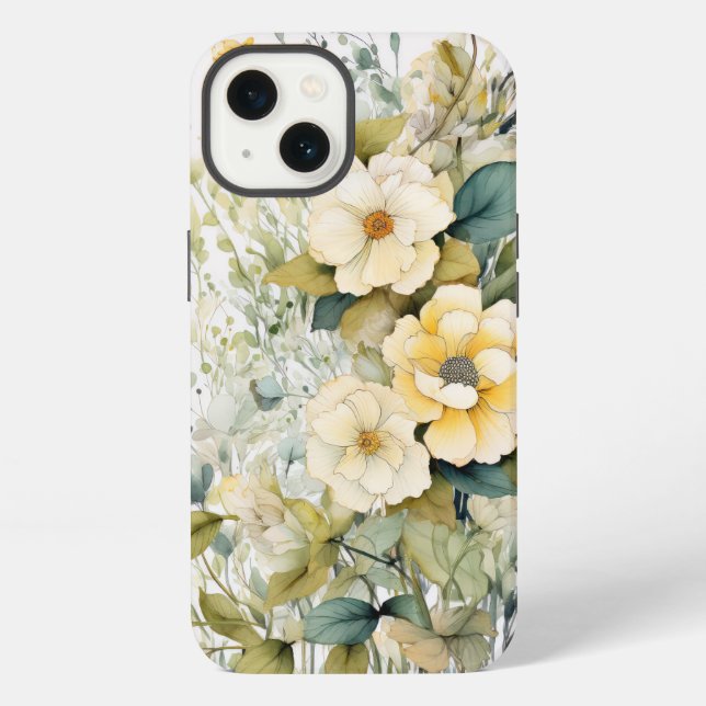 Gelbe Blumen iPhone Hülle (Rückseite)