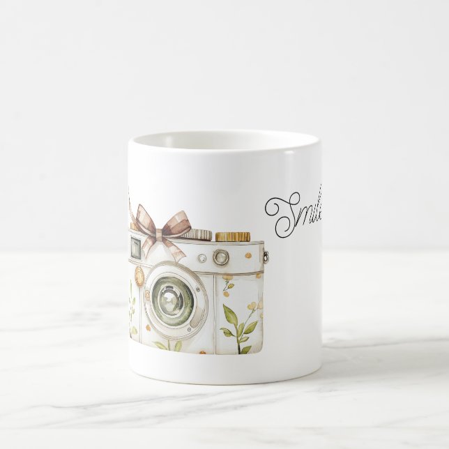 Gelbe Blumen Kamera Bogen Kaffeetasse (Mittel)