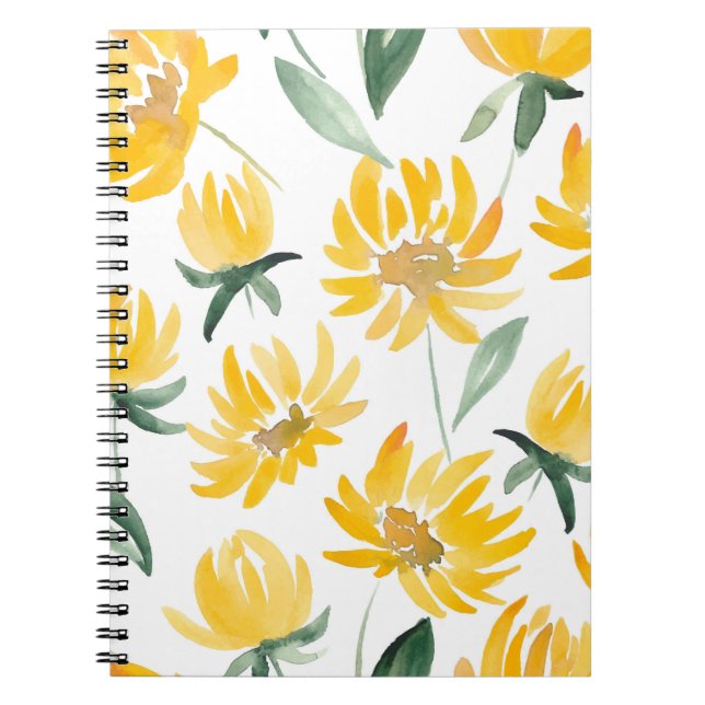Gelbe Blumen Leaf Sommermuster Notizblock (Vorderseite)