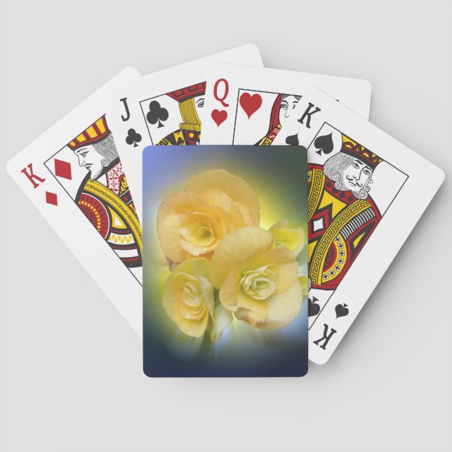 gelbe Blumen leuchten Spielkarten (Rückseite)