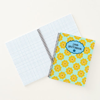 Gelbe Blumen mit blauen Punkten Notizbuch