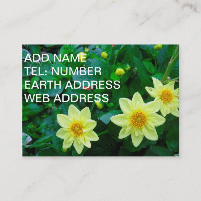 Gelbe Blumen mit grünem Blattwerk Visitenkarte (Vorderseite)