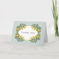 Gelbe Blumen mit Minzakzent Danke Karte