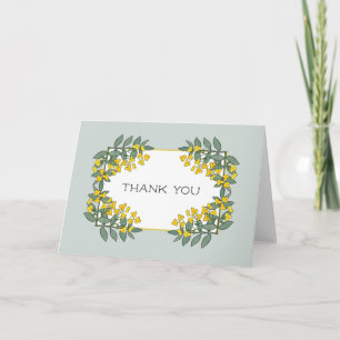 Gelbe Blumen mit Minze-Akzent Danke Karte