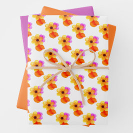 Gelbe Blumen mit orangefarbenen und Lila Blätter