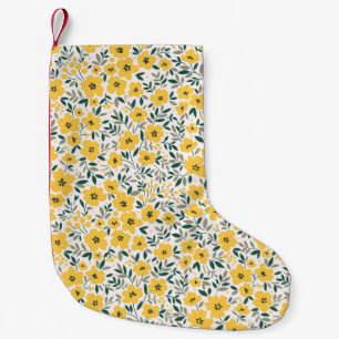Gelbe Blumen: Moderne Blumen nahtlos. Kleiner Weihnachtsstrumpf