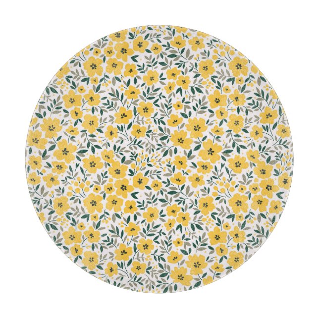 Gelbe Blumen: Moderne Blumen nahtlos. Schneidebrett (Vorderseite)