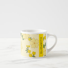 Gelbe Blumen, Muster von Blume, Ihr Name Espressotasse