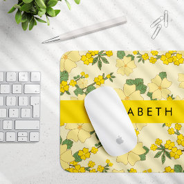 Gelbe Blumen, Muster von Blume, Ihr Name Mousepad