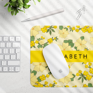 Gelbe Blumen, Muster von Blume, Ihr Name Mousepad
