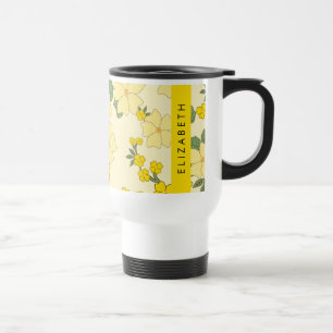 Gelbe Blumen, Muster von Blume, Ihr Name Reisebecher