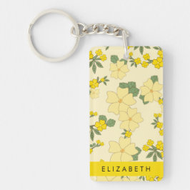 Gelbe Blumen, Muster von Blume, Ihr Name Schlüsselanhänger