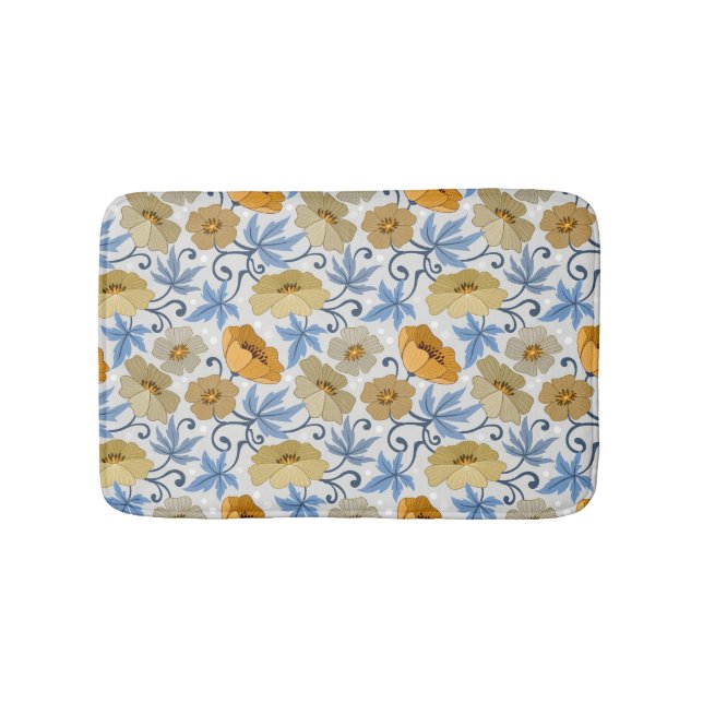 Gelbe Blumen: Nahtloses Textildesign Badematte (Vorderseite)