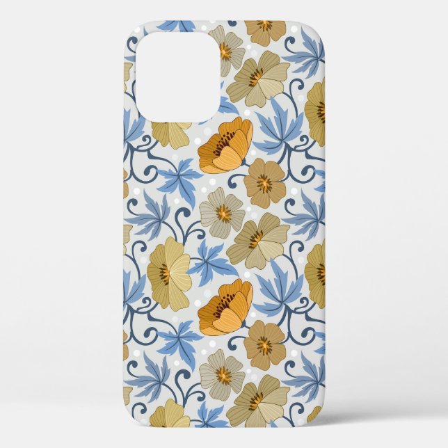 Gelbe Blumen: Nahtloses Textildesign Case-Mate iPhone Hülle (Rückseite)