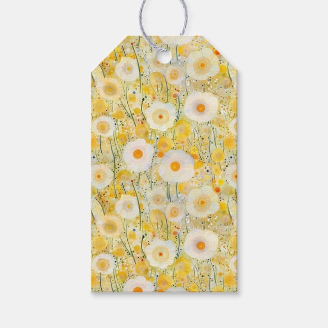 Gelbe Blumen Natur glücklicher Spaß Blumen Geschenkanhänger (Vorderseite)
