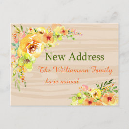 Gelbe Blumen Neue Adressenankündigung Postkarte