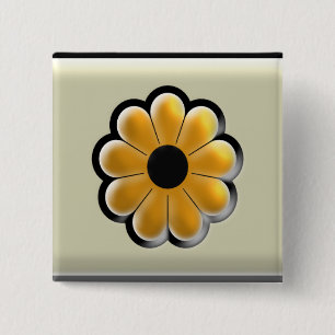 Gelbe Blumen-Quadrat-Taste – Moderne Blumengestalt Button