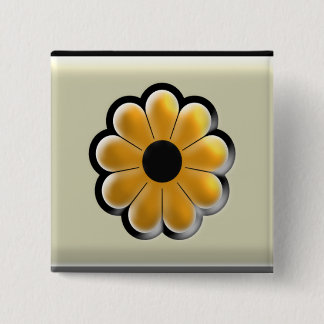 Gelbe Blumen-Quadrat-Taste – Moderne Blumengestalt Button