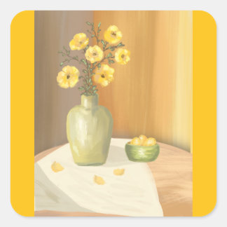 Gelbe Blumen Quadratischer Aufkleber