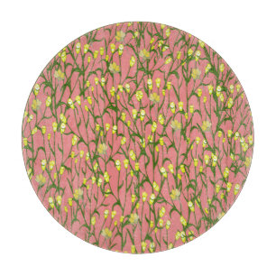 Gelbe Blumen rosa Hintergrund Vintage Schneidebrett
